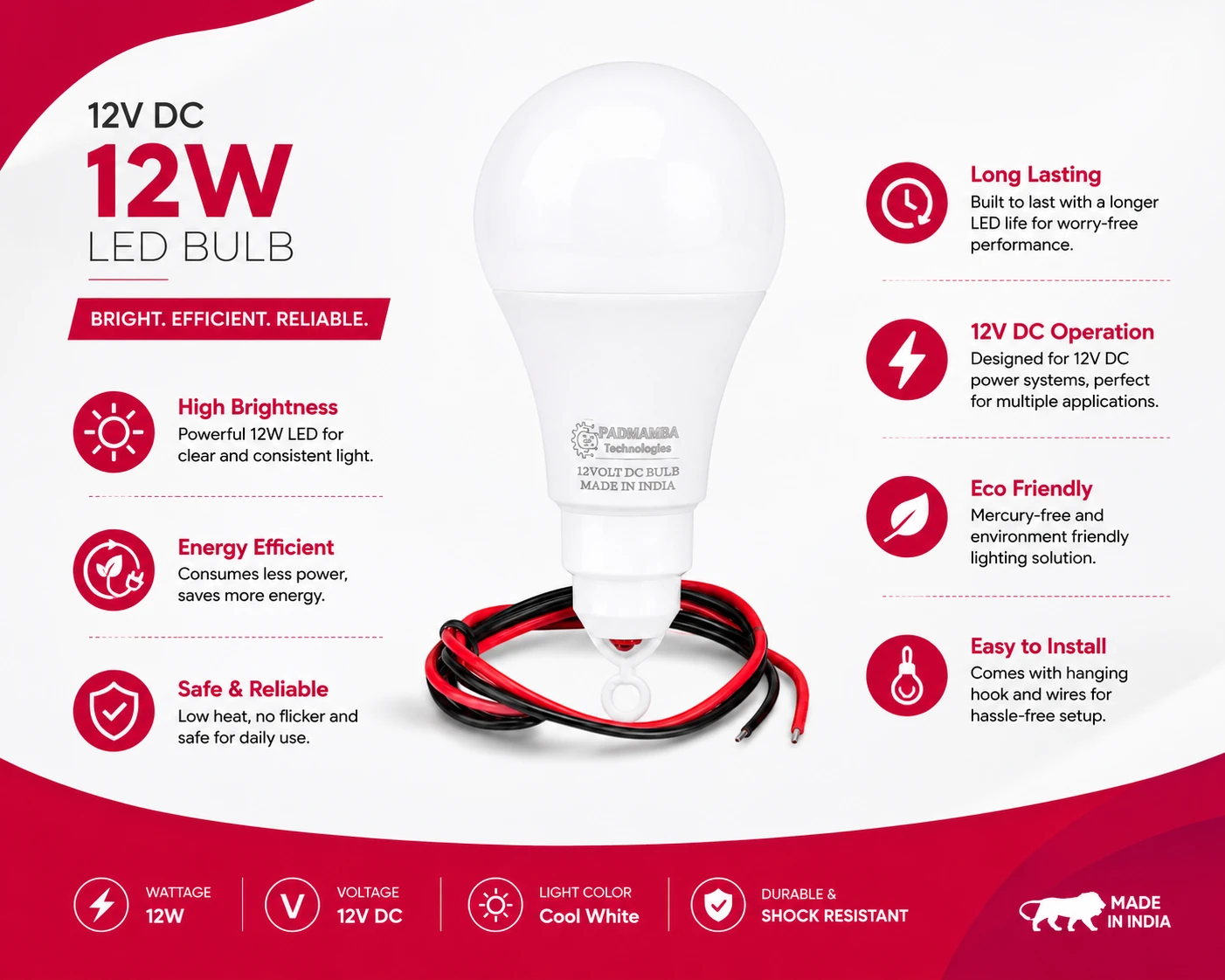 PADMAMBA Technologies 12W 12V DC LED Bulb 3