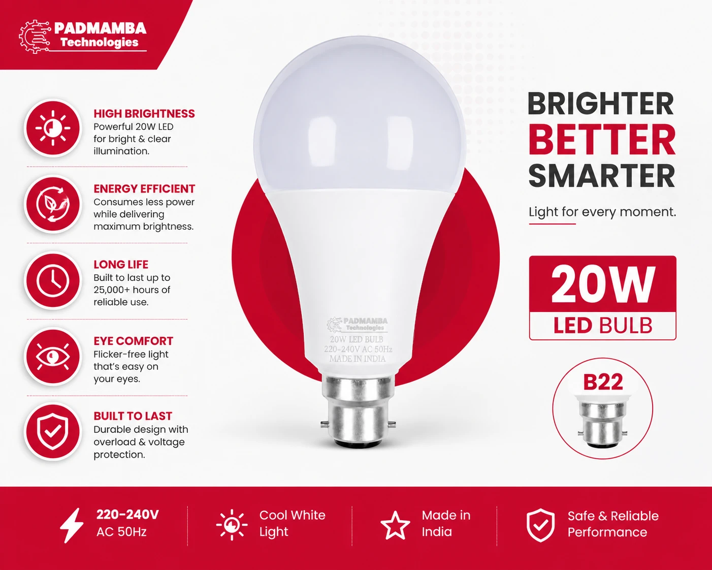 PADMAMBA Technologies 20W LED Bulb 4