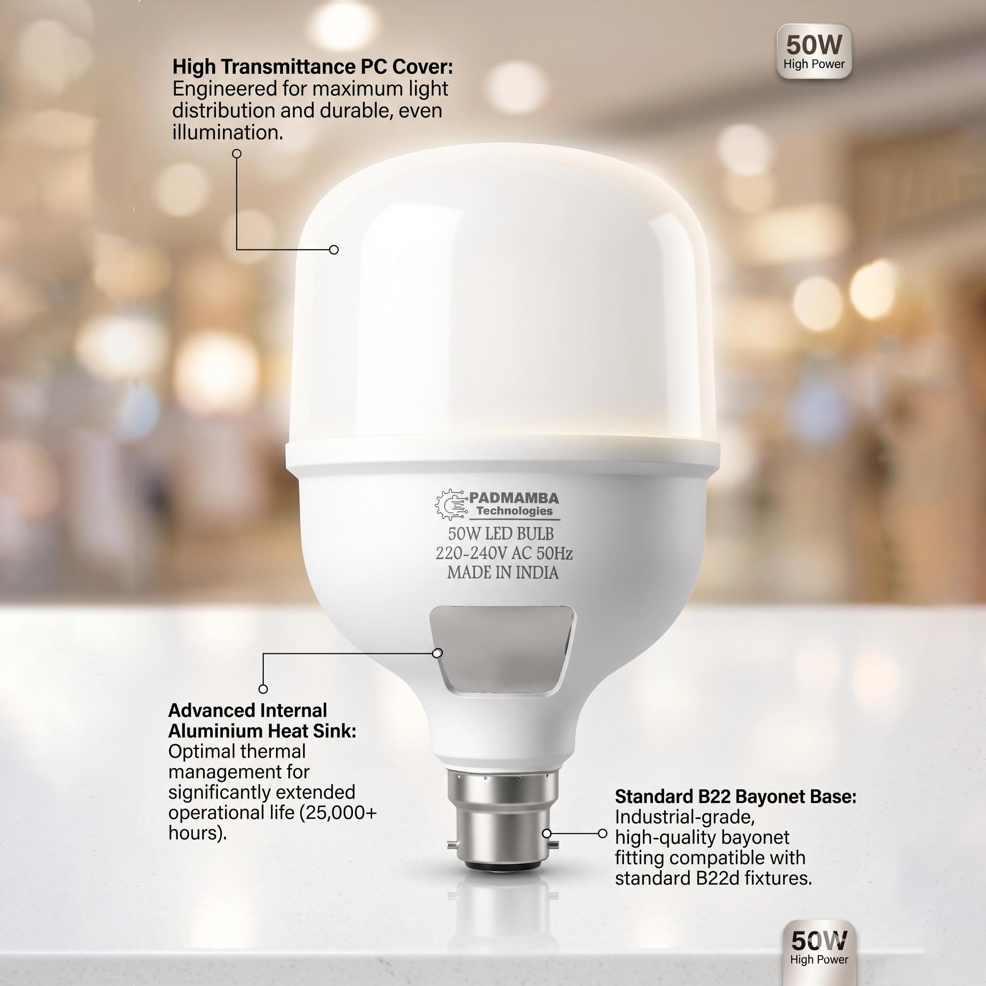 Padmamba Technologies 50W LED Bulb 3
