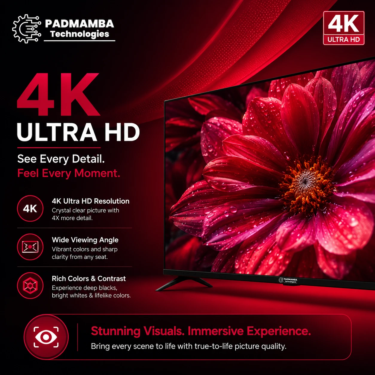 Padmamba Technologies LE50PTS8FLU 50" 4K Android Smart LED TV 4